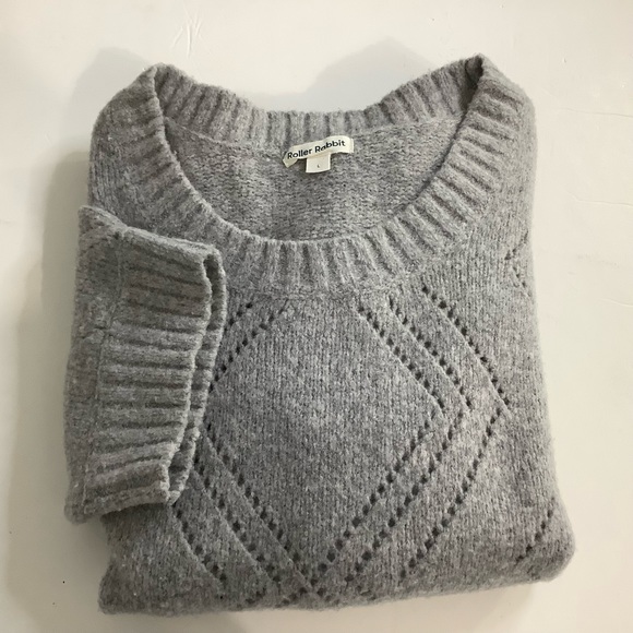 Roberta roller rabbit Size L wool gray knitwear sweater (W401) - Picture 8 of 9